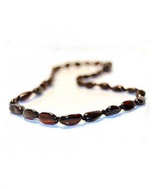 Yassı Vişne Anne Kehribar Kolyesi