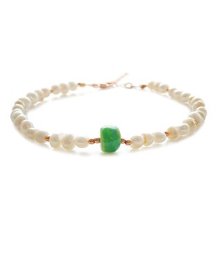 Yeşil Bodrum Camı İnci Bileklik