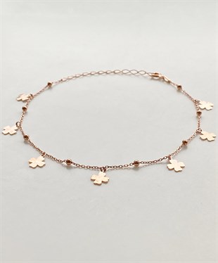 Yonca Top Detaylı Gümüş Halhal