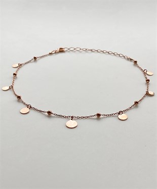 Yuvarlak Pul Top Detaylı Gümüş Halhal