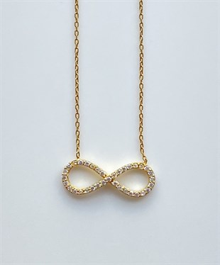 Zirkon Taşlı Sonsuzluk Gümüş Kolye