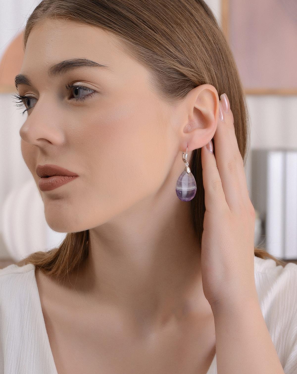 925 Ayar Gümüş Ametist Küpe