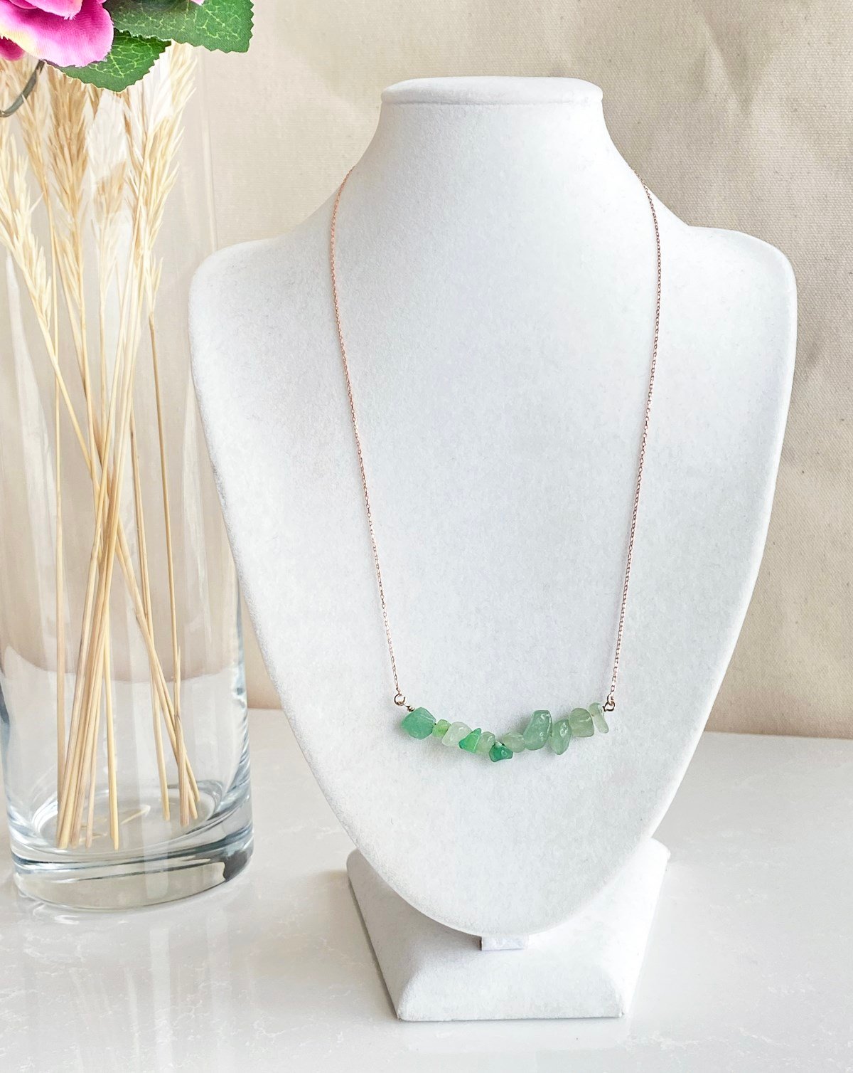 925 Ayar Gümüş Aventurin Taşı Kolye