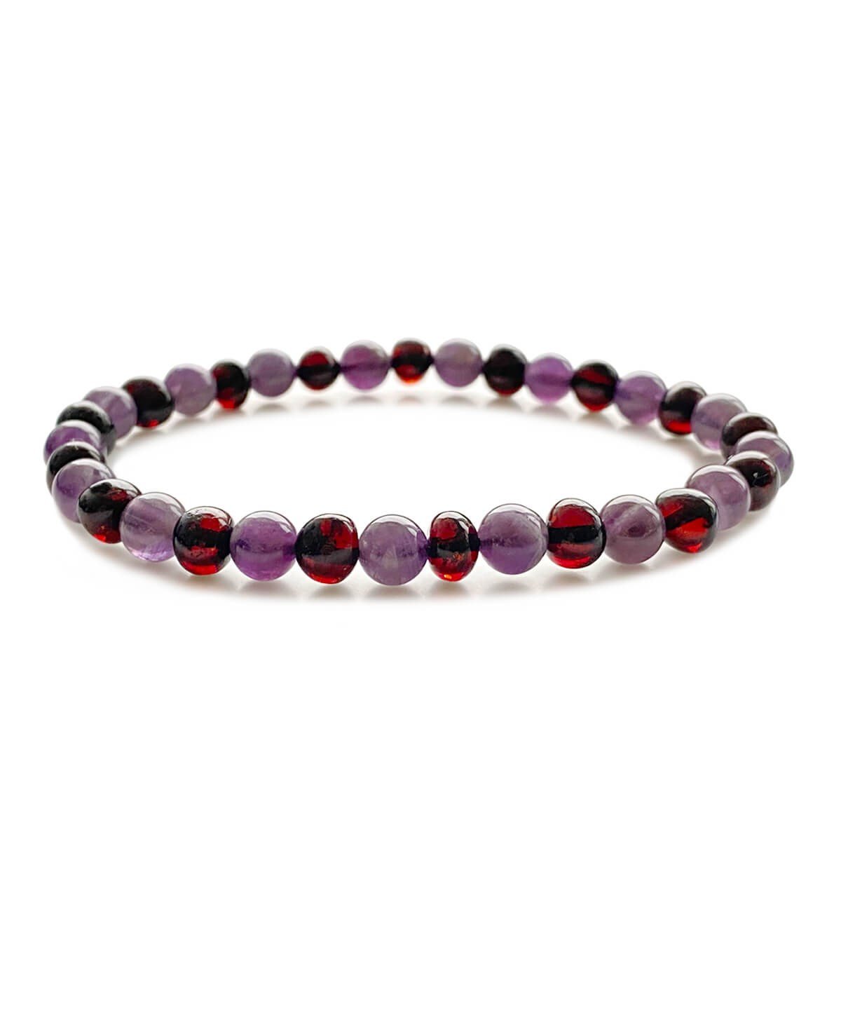 Ametist Taşlı Vişne Rengi Baba Kehribar Bileklik