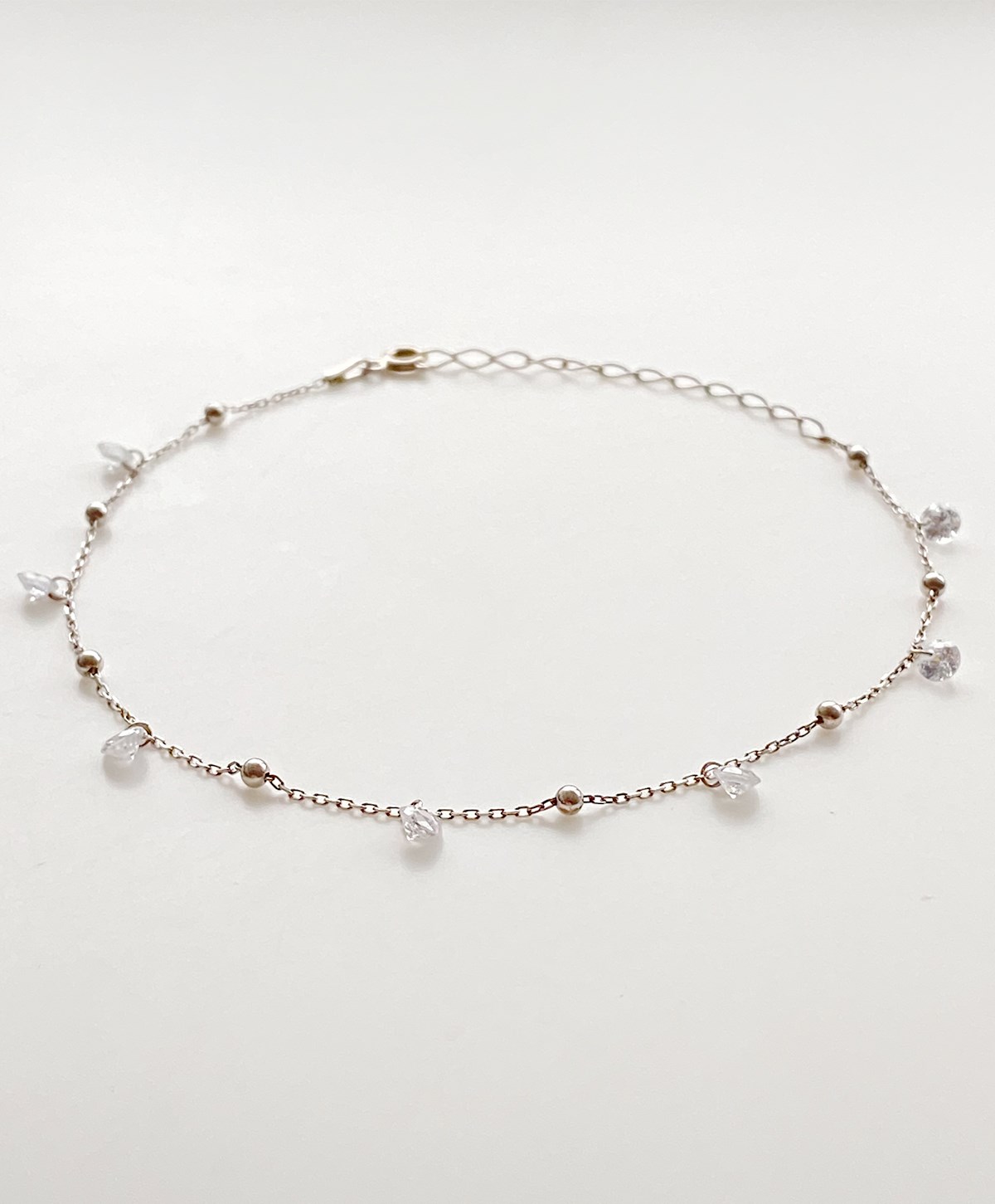 Beyaz Taşlı Top Detaylı Gümüş Halhal