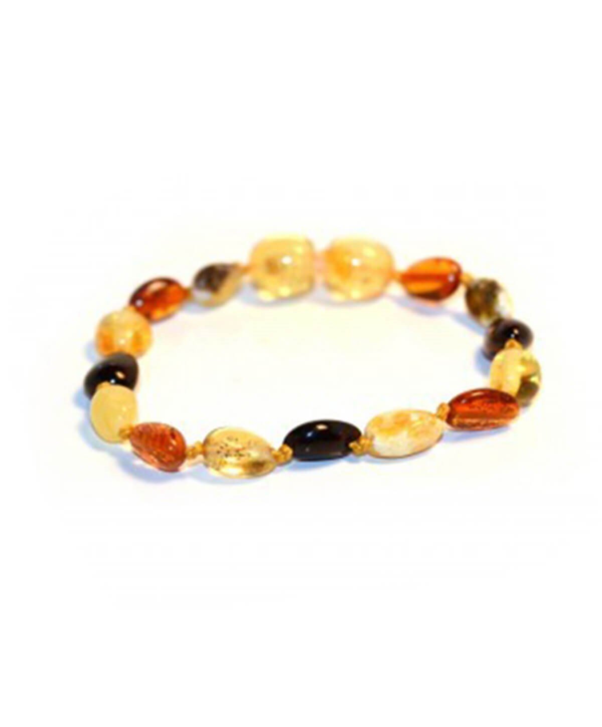 Çok Renkli Yassı Kehribar Bileklik