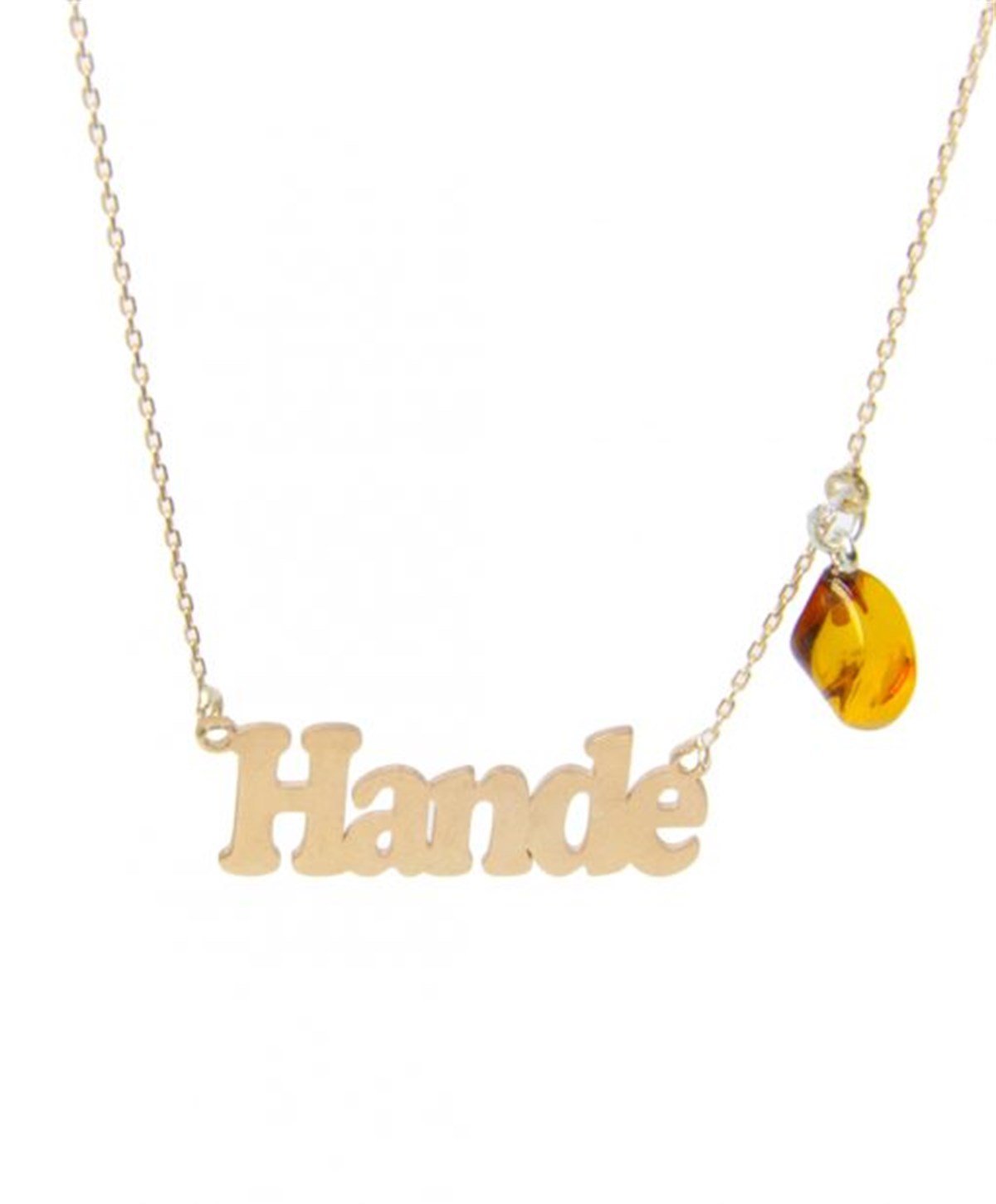 Gümüş İsimli Kişiye Özel Burgu Kehribar Kolye