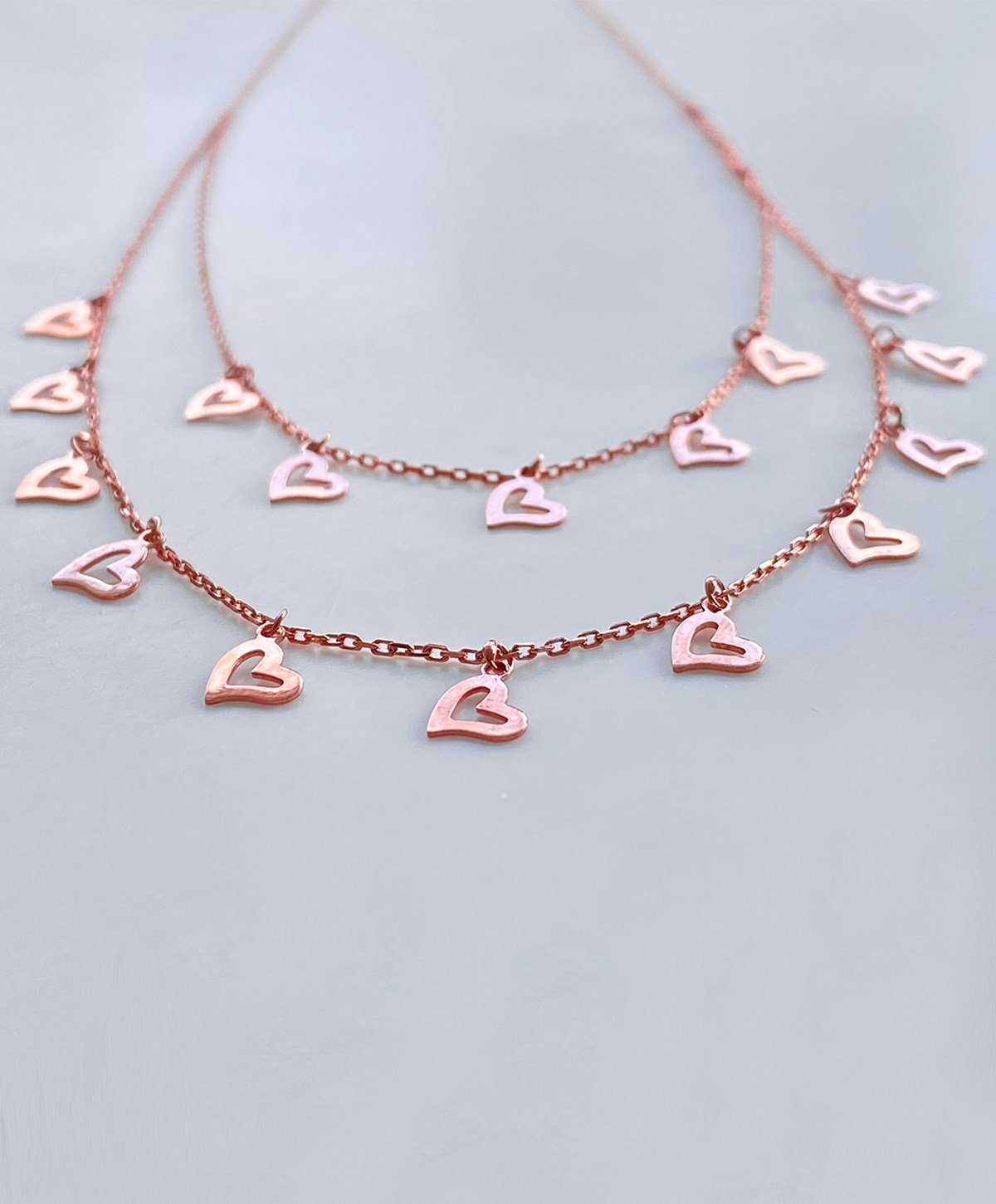 İkili Kalp Gümüş Kolye