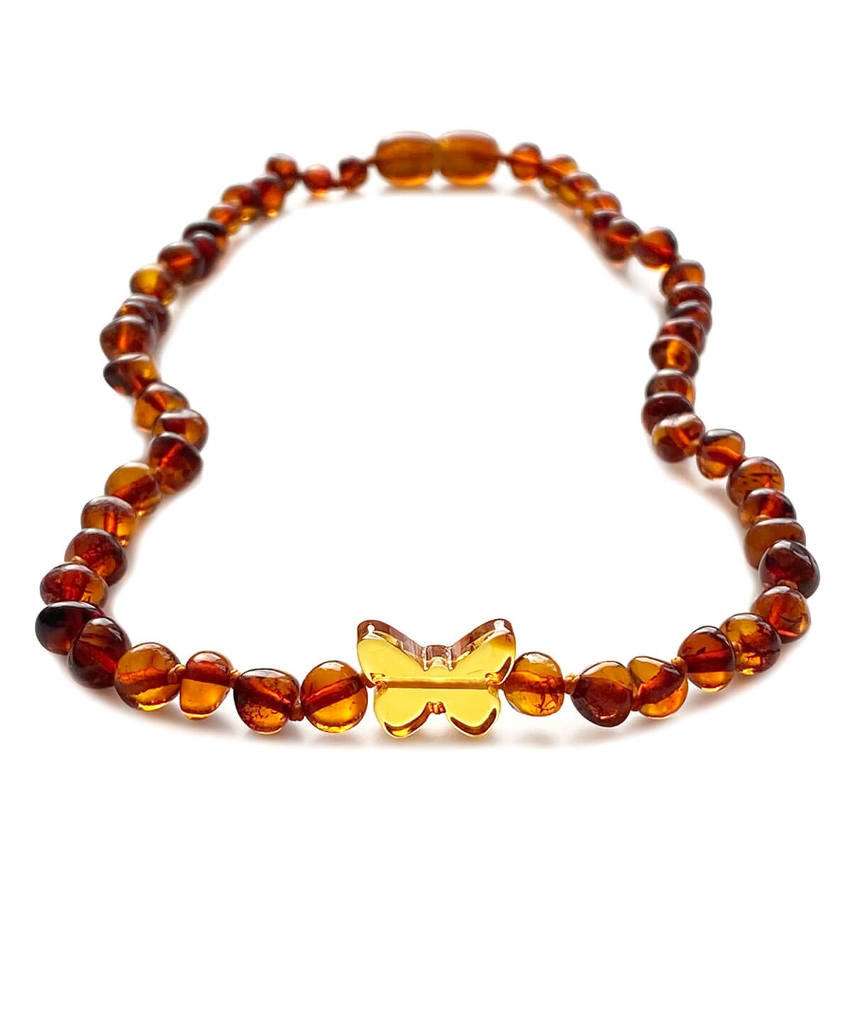 Kelebekli Karamel Rengi Kehribar Kolye