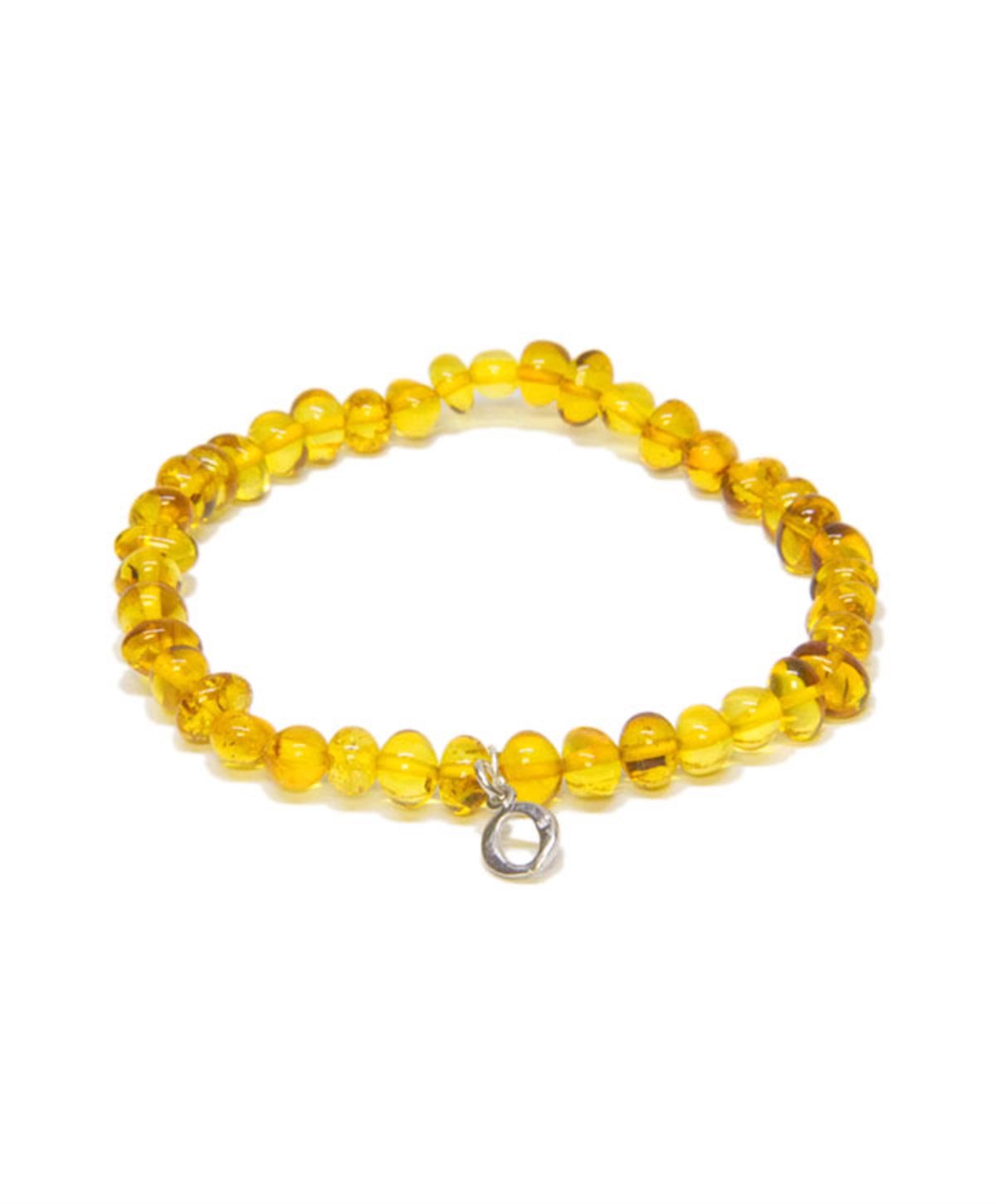 Kişiye Özel Harfli Bal Rengi Anne Kehribar Bileklik