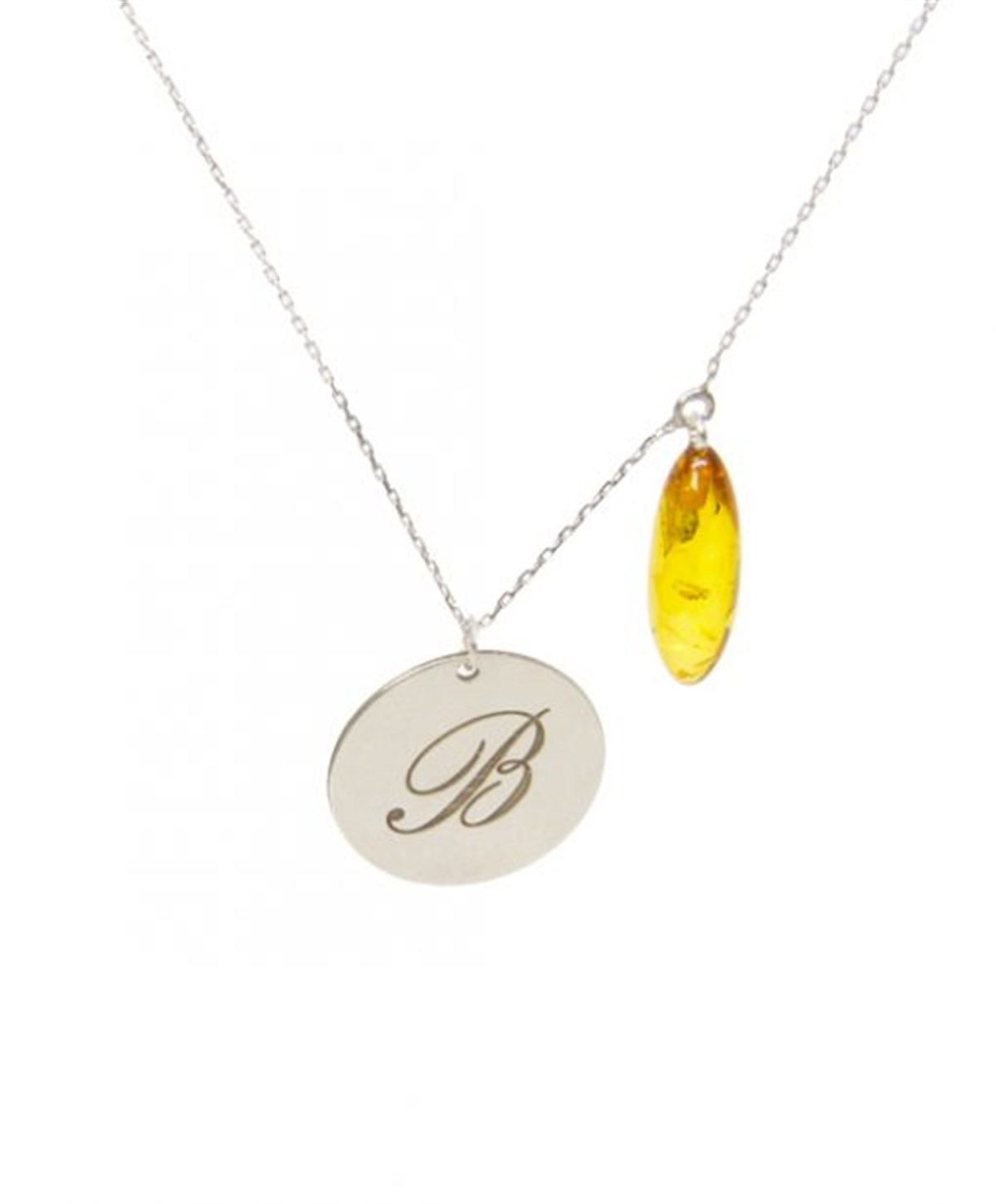 Kişiye Özel Harfli Su Damlası Anne Kehribar Kolye