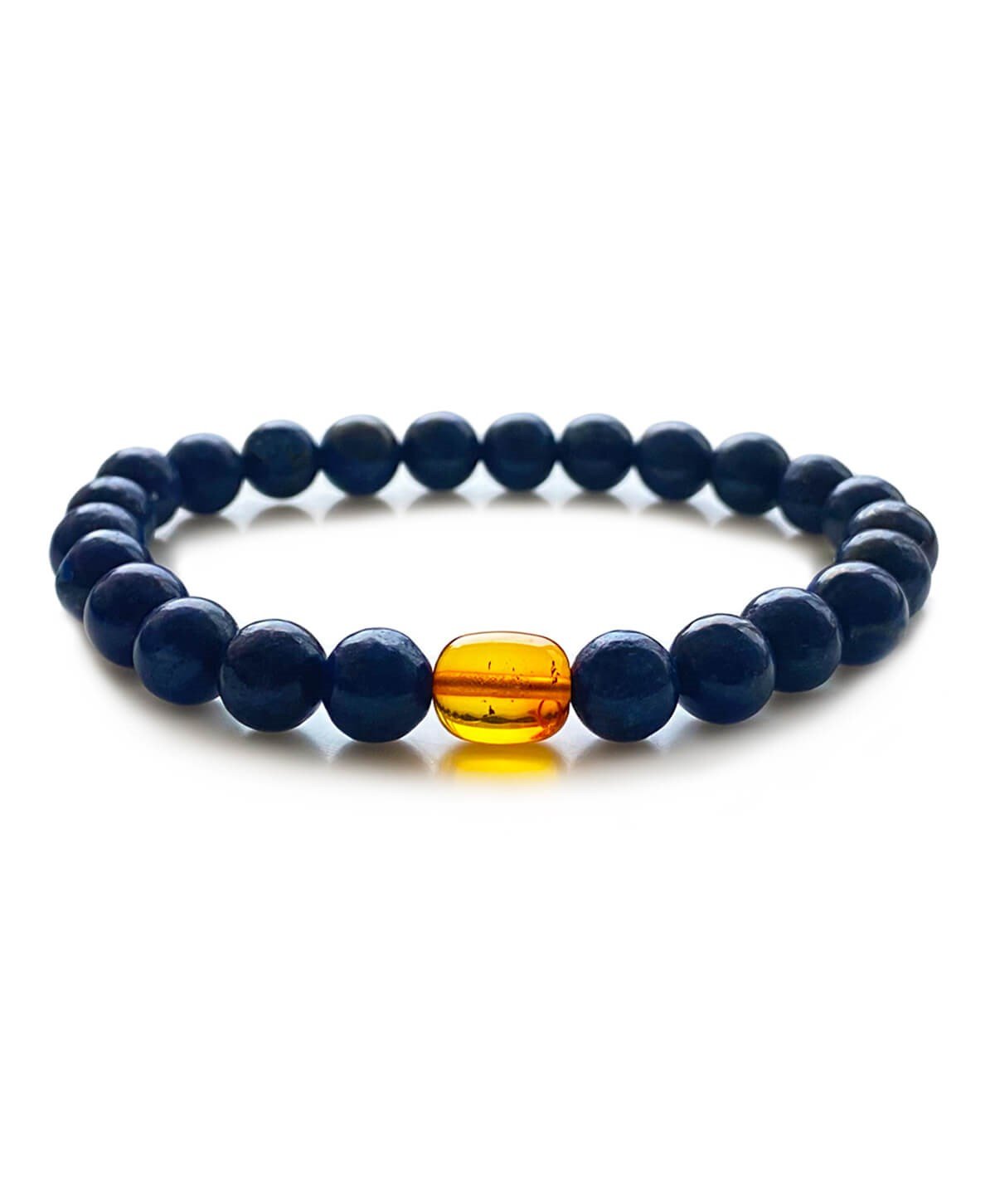 Lapis Taşlı Karamel Rengi Kehribar Bileklik