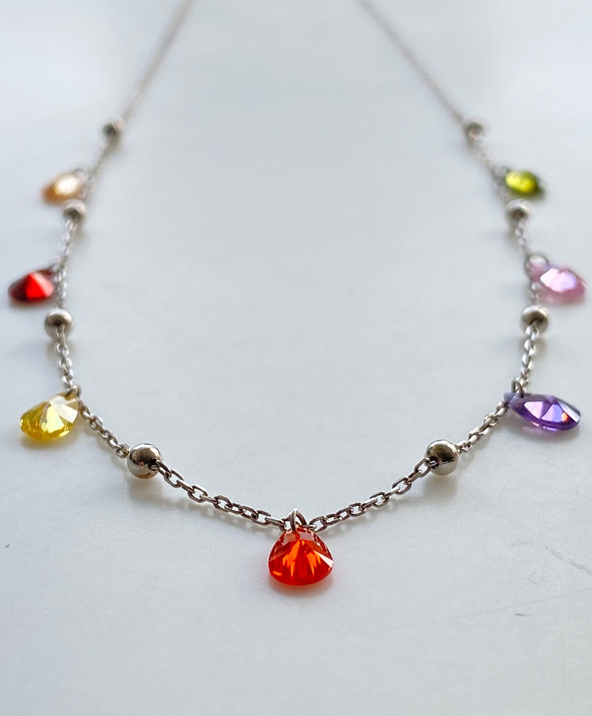Renkli Taşlı Gümüş Kolye