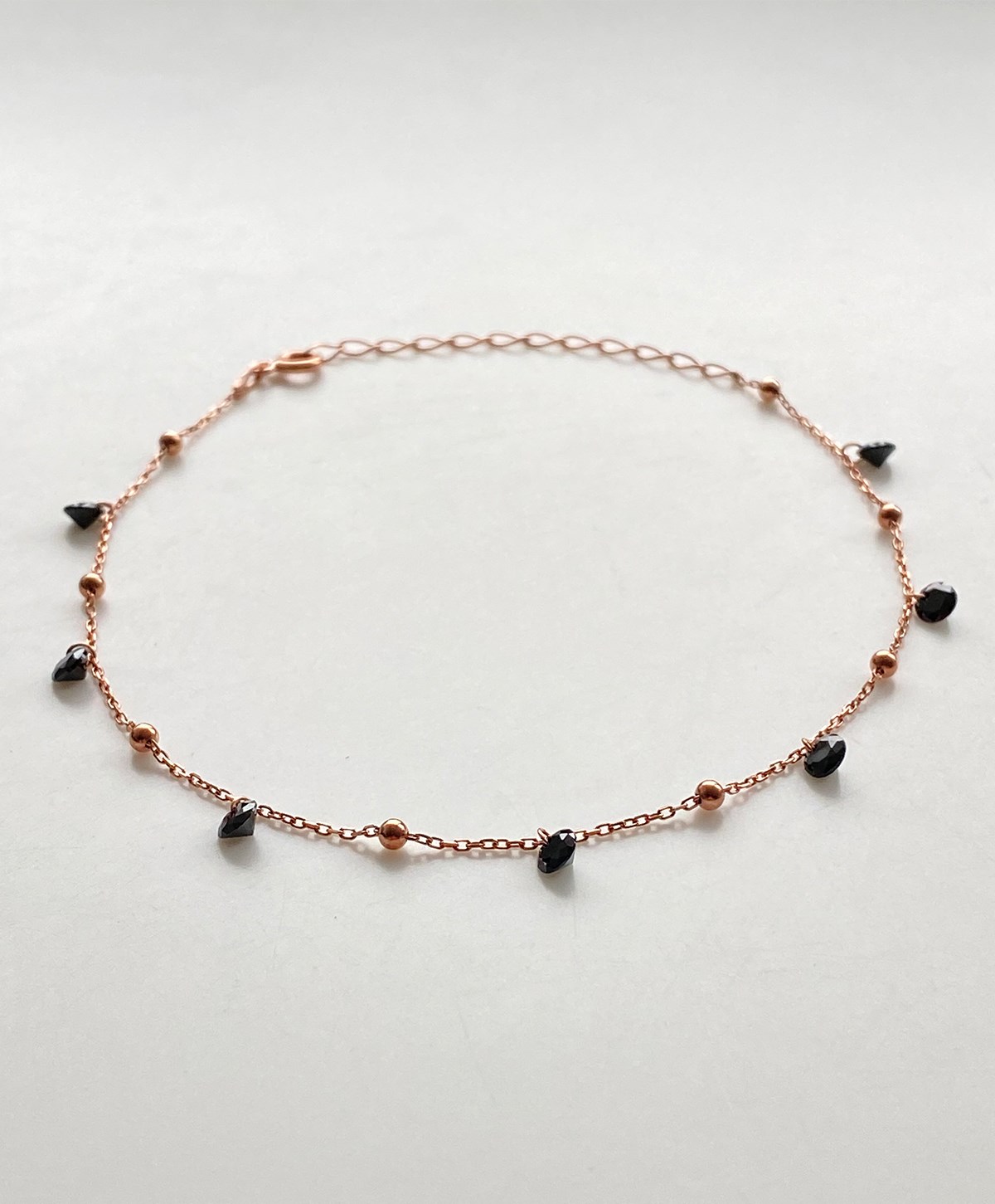 Yuvarlak Siyah Taşlı Top Detaylı Gümüş Halhal