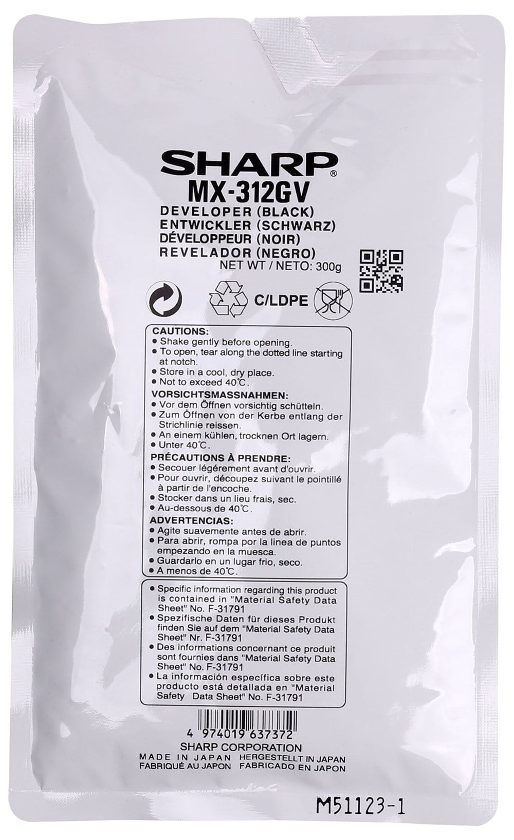 Sharp MX-312GV Orjinal Developer MX-M260-M310-M314-M354-AR6020-5731