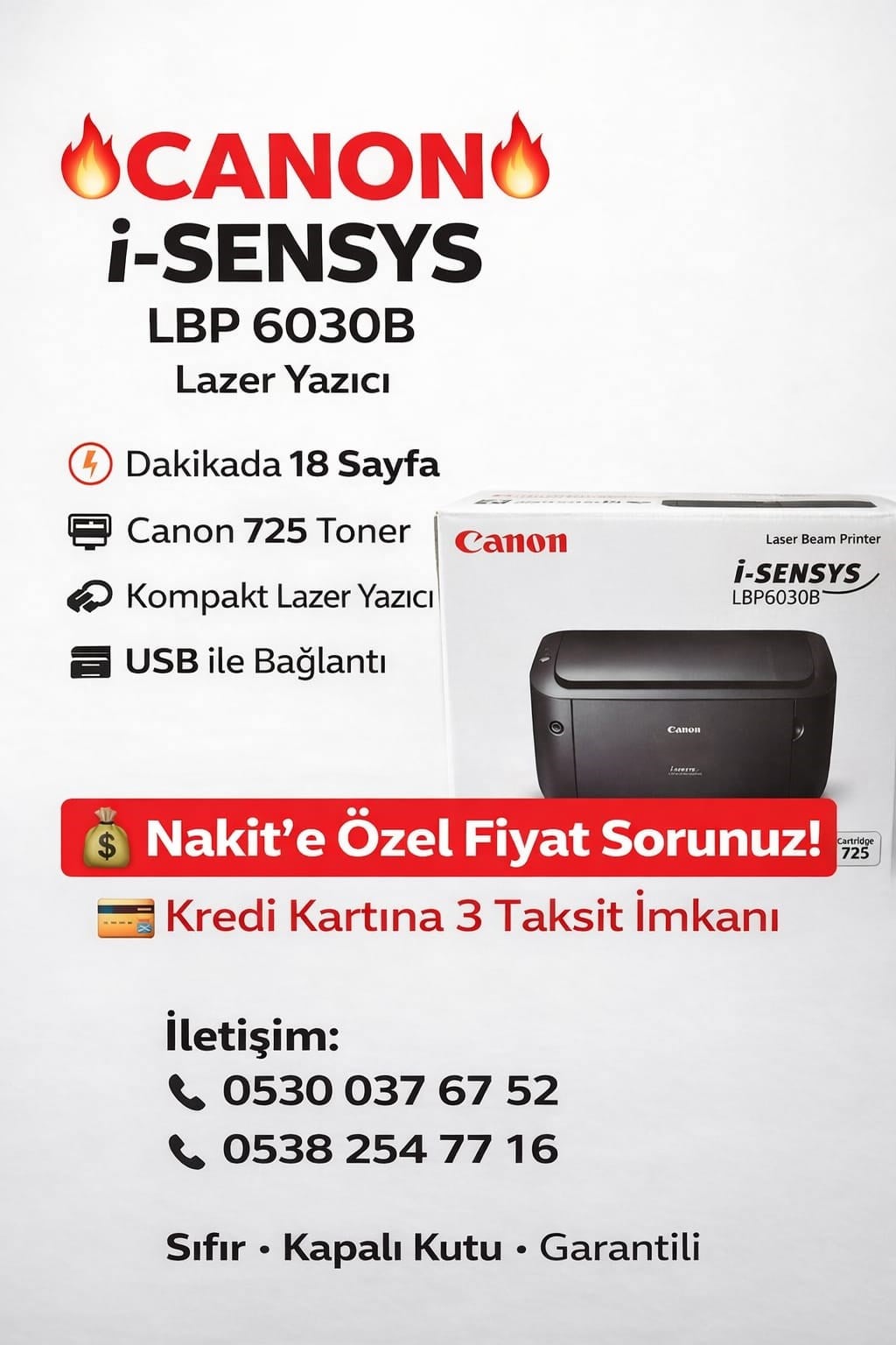 CANON LBP 6030 B SİYAH MONO LAZER YAZICI