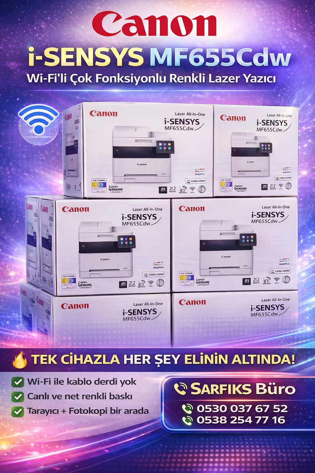 CANON MF 655 CDW WİFİ FOTOKOPİ TARAYICI RENKLİ YAZICI