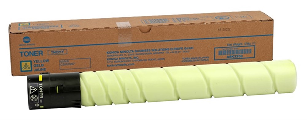 Konica Minolta TN-221 Orjinal Sarı Toner Bizhub C227-C287 (A8K3250)
