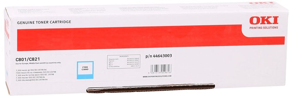 Oki Toner C801-C821 (44643007) Mavi 7,3K