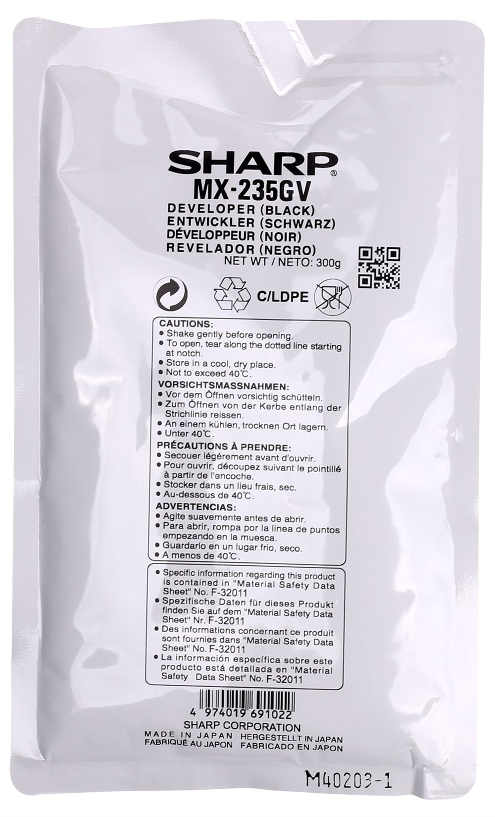 Sharp MX-235GV Orjinal Developer AR-5618/5620/5623 MX-M182/M202/M232