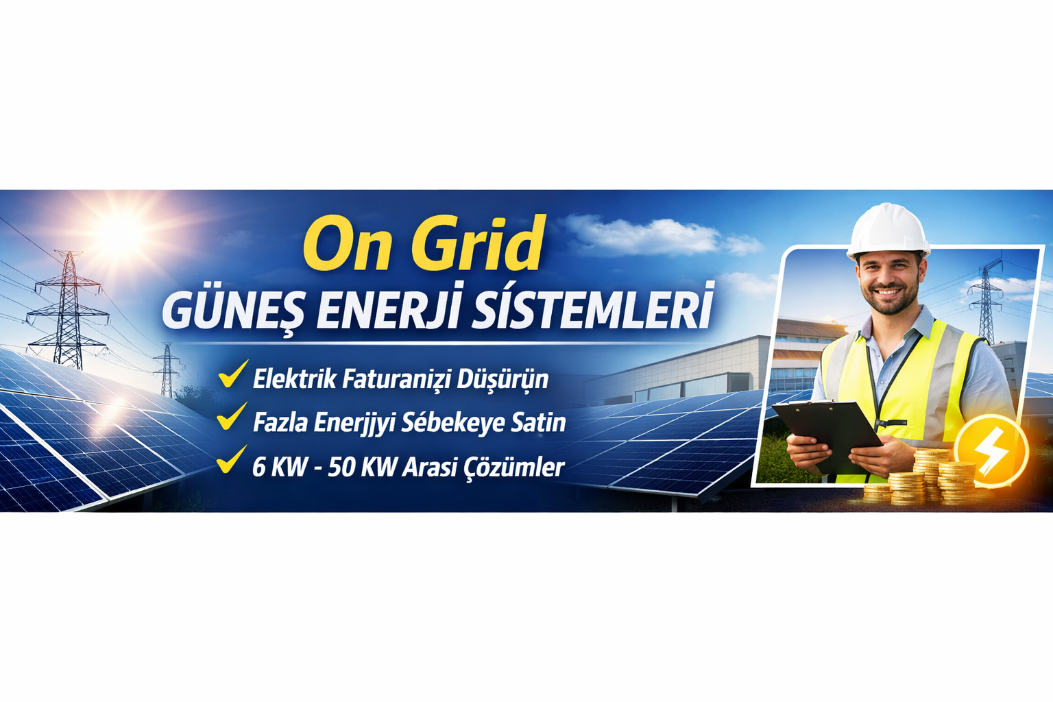 On grid güneş enerji sistemleri 6–50 kW paket çözümler ile elektrik faturasını düşürme ve enerji tasarrufu sistemi