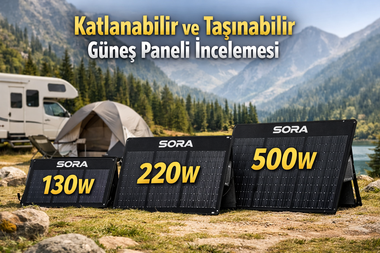 Katlanabilir güneş paneli SORA 130W 220W 500W taşınabilir solar panel karavan kamp için