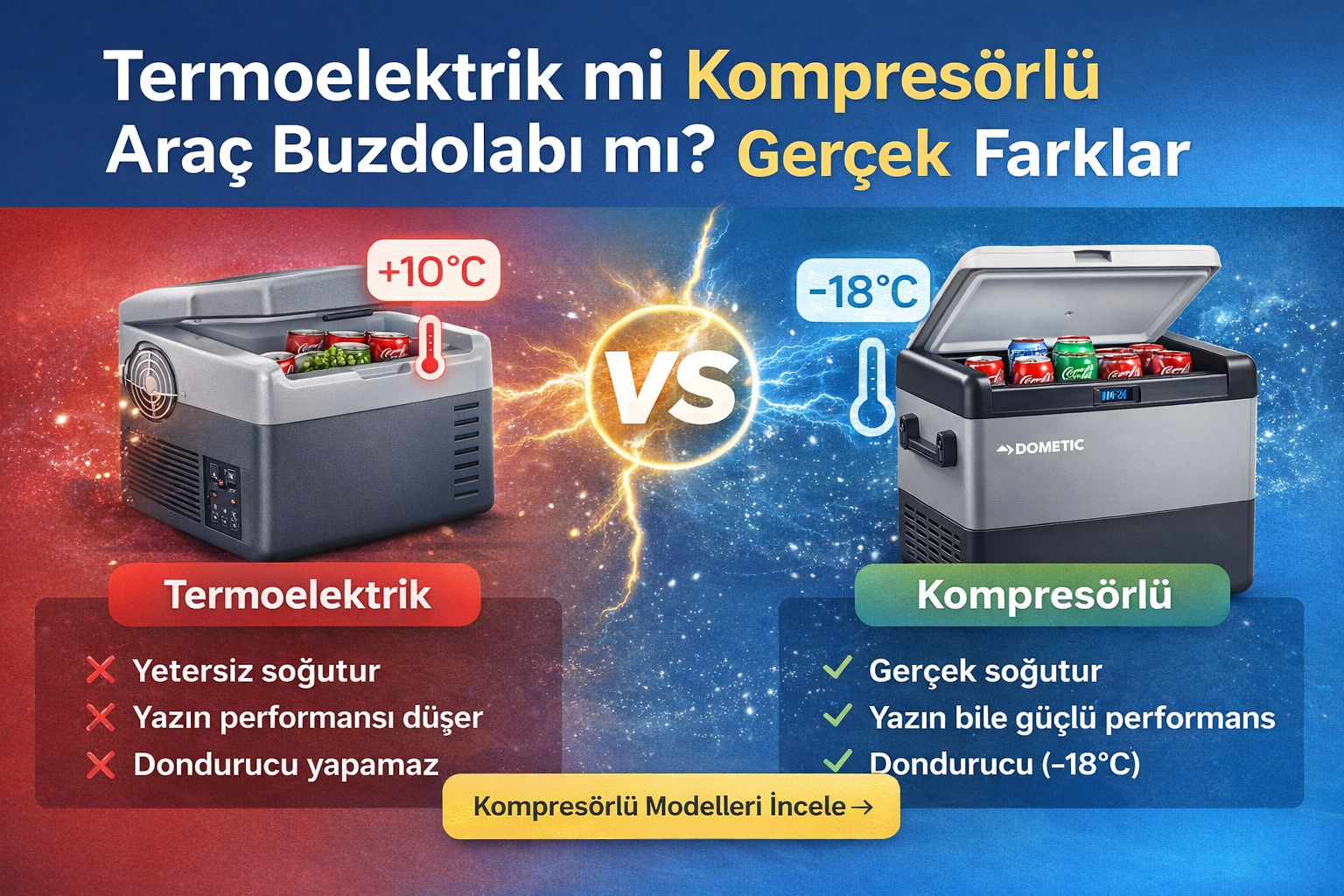 kompresörlü ve termoelektrik araç buzdolabı karşılaştırması