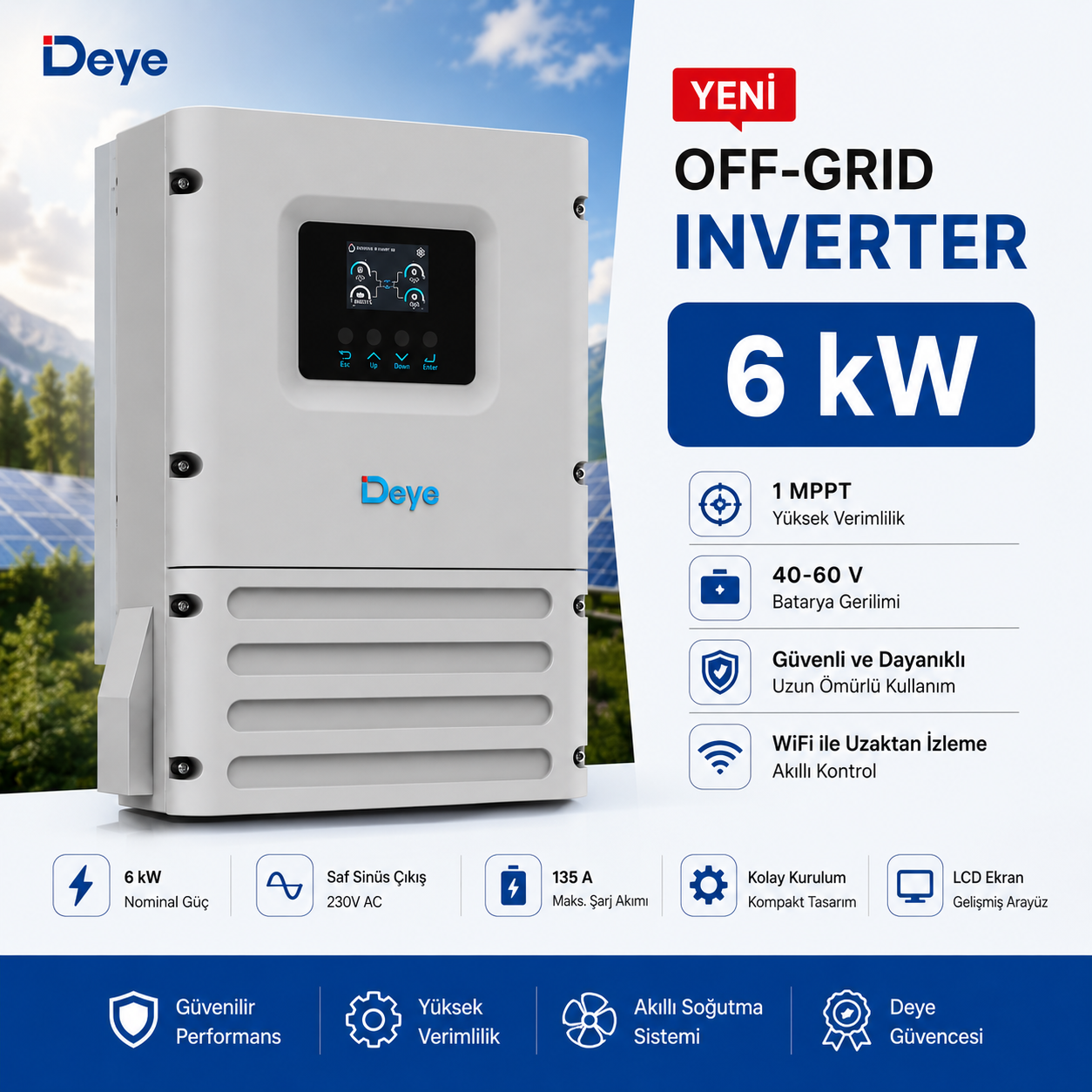 Deye SUN-6K-OG02LP1-EU-AM1 6 kW Off-Grid İnverter