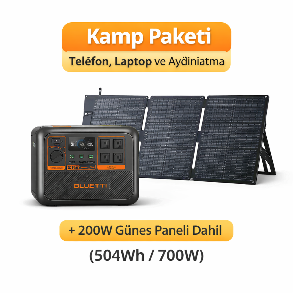 Kamp için taşınabilir solar paket 504Wh 700W güç kaynağı ve 200W katlanabilir güneş paneli ile telefon, laptop ve aydınlatma çalıştırır
