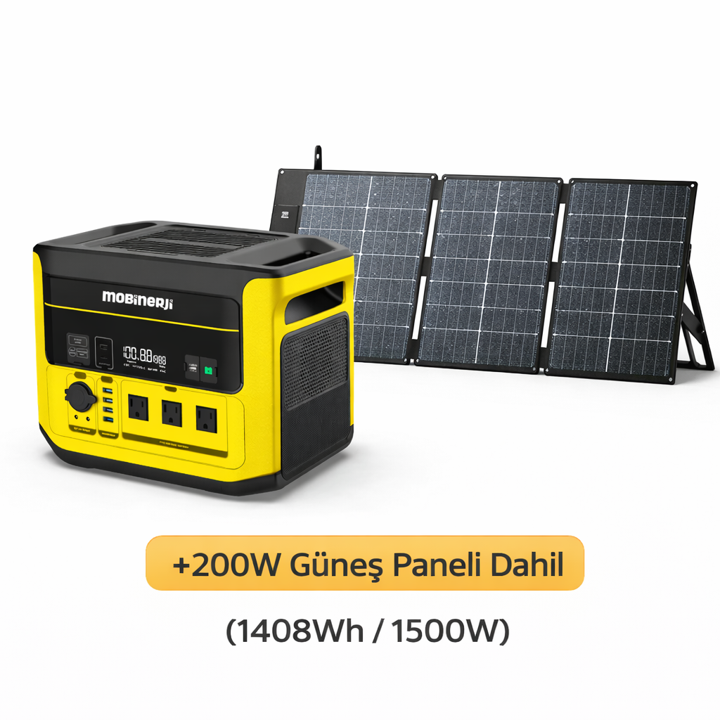 Taşınabilir solar paket 1500W güç istasyonu ve 200W güneş paneli ile karavan ve kamp için enerji çözümü