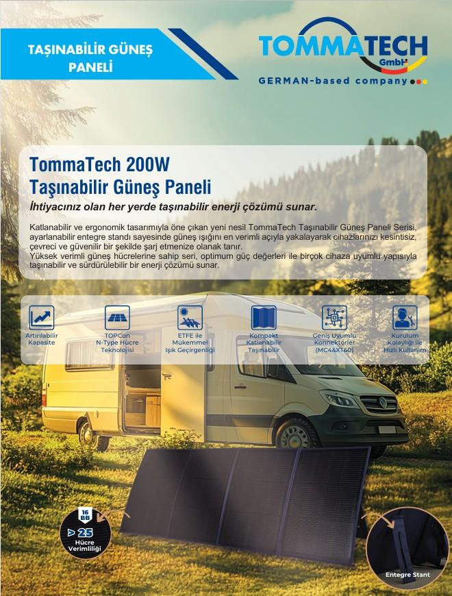 TommaTech 200W  Taşınabilir Güneş Paneli