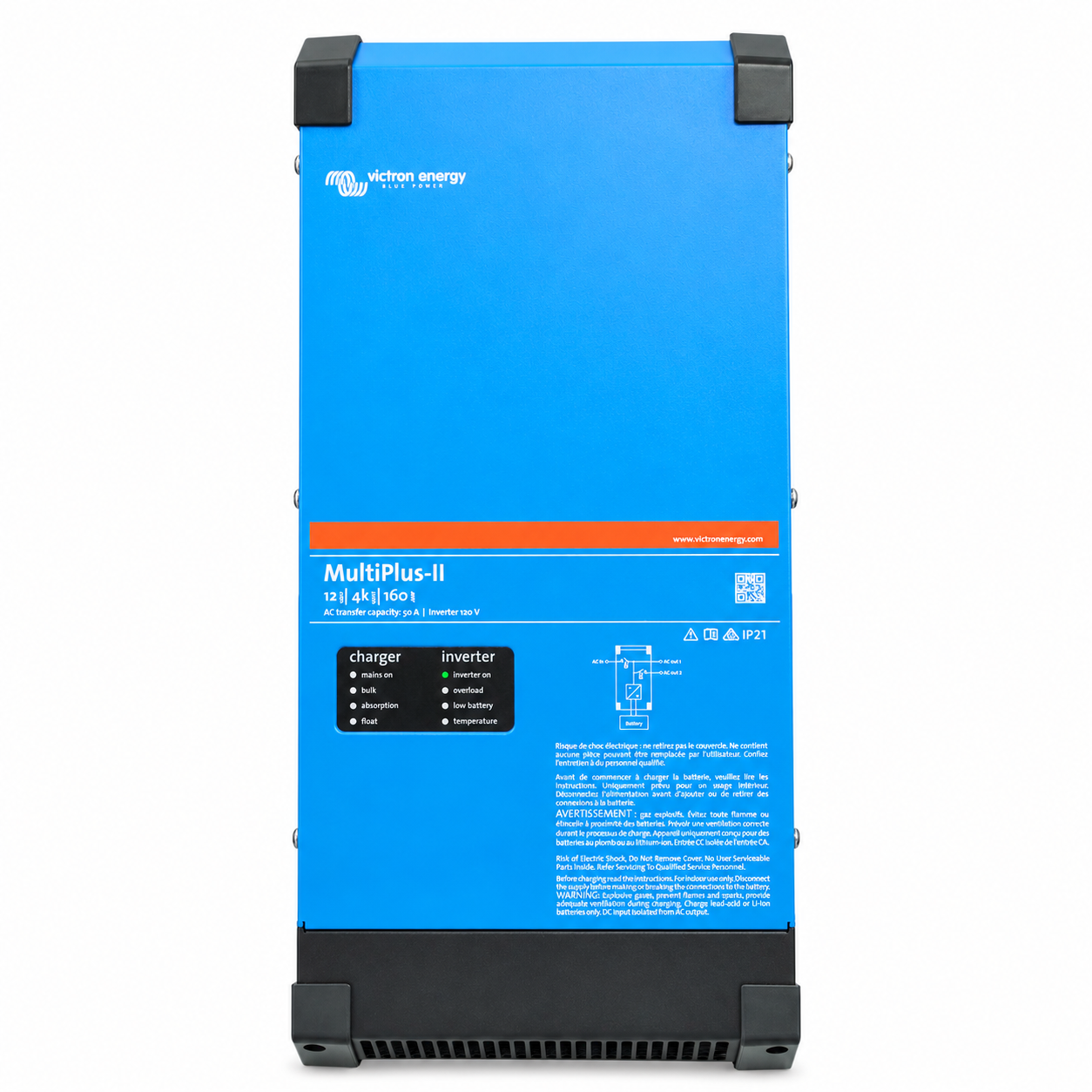 Victron Energy MultiPlus-II 12V 4000VA 160A invertör ve şarj cihazı ön görünümü