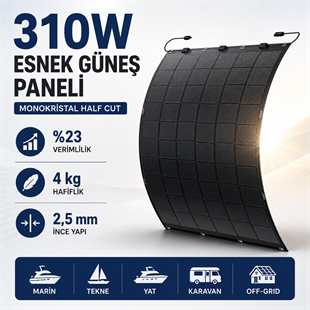 •	310W esnek güneş paneli monokristal Half Cut