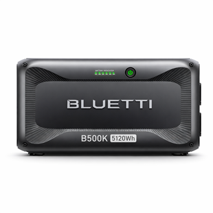 BLUETTI B500K 5120Wh genişleme bataryası ön panel görünümü ve batarya seviye göstergesi