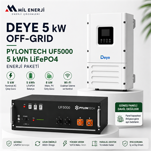 Deye 5 kW Off-Grid ve Pylontech 5 kWh LiFePO4 enerji paketi