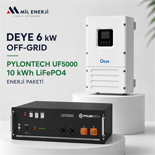 Deye 6 kW Off-Grid ve Pylontech 10 kWh LiFePO4 enerji paketi