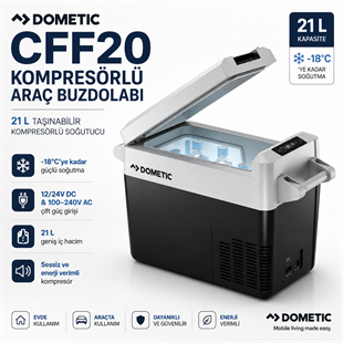 Dometic CFF20 21L kompresörlü araç buzdolabı -18°C'ye kadar soğutma sağlayan taşınabilir oto buzdolabı