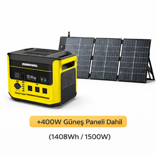 Taşınabilir solar paket 1500W güç istasyonu ve 400W güneş paneli sistemi