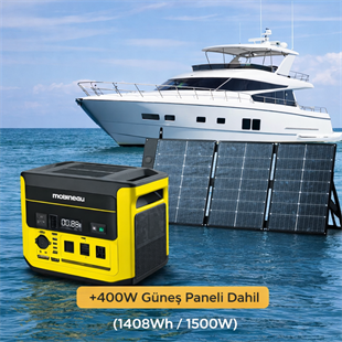 Tekne için 1500W taşınabilir güç istasyonu ve 400W güneş paneli ile solar enerji paketi
