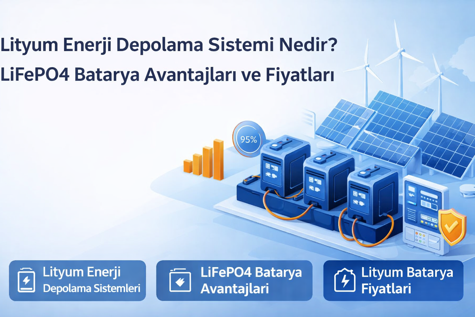 LiFePO4 lityum batarya ile güneş enerjisi için enerji depolama sistemi kurulumu