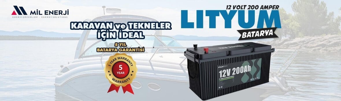 Karavan ve tekneler için 12V 200Ah lityum batarya