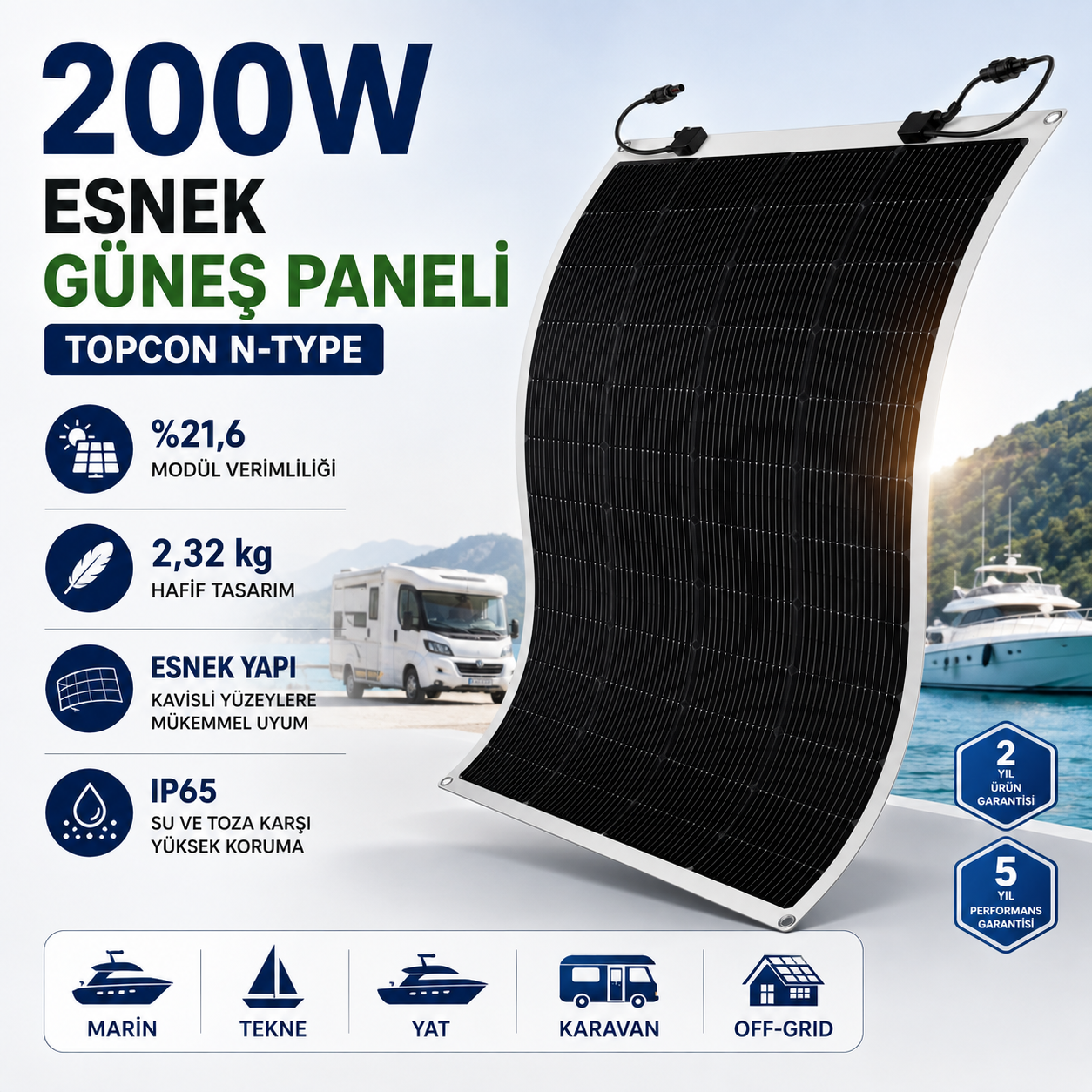 200W TOPCon N-Type esnek güneş paneli