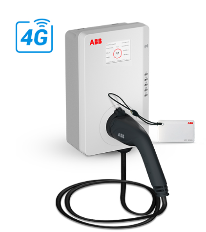 ABB 22kW Terra AC Duvar Tipi - WallBox - Kablolu (5mt) - Tip 2 Soket - Ekranlı - RFID ve 4G özellikli