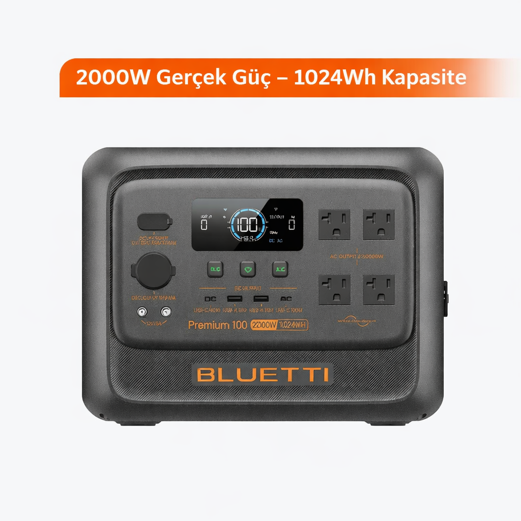 Bluetti Premium 100 V2 1024Wh 2000W taşınabilir güç istasyonu