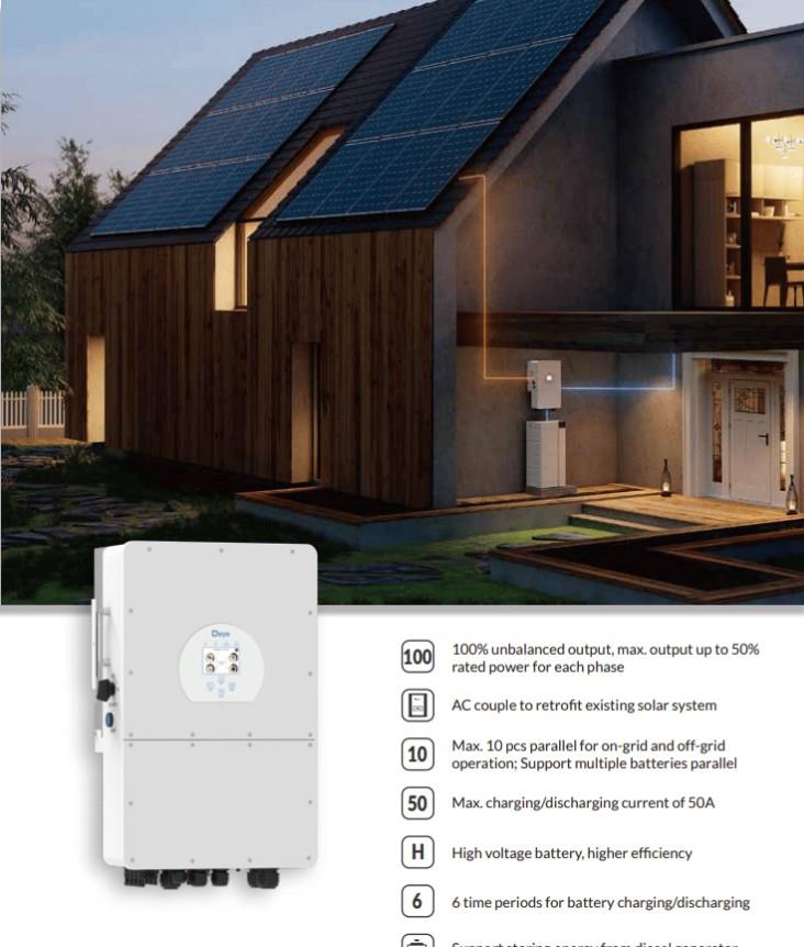 Deye 12 kW 12.000 watt hibrit Hybrid Trifaz inverter Yüksek Voltaj