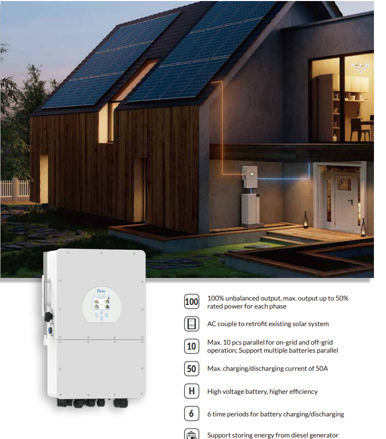 Deye 20kW 20.000 watt hibrit Hybrid Trifaz inverter Yüksek Voltaj