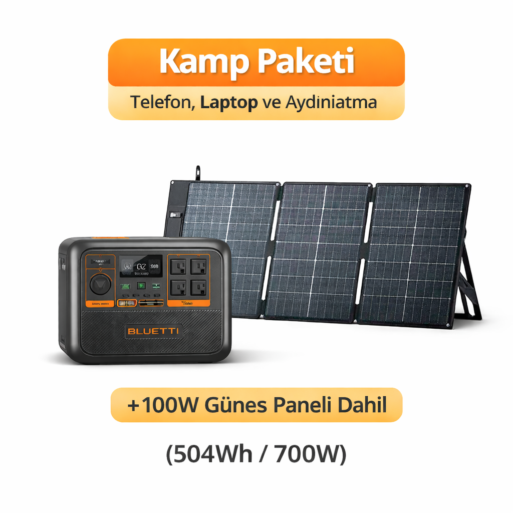 100W güneş paneli dahil kamp enerji paketi, 504Wh 700W taşınabilir güç istasyonu ile telefon, laptop ve aydınlatma için ideal çözüm
