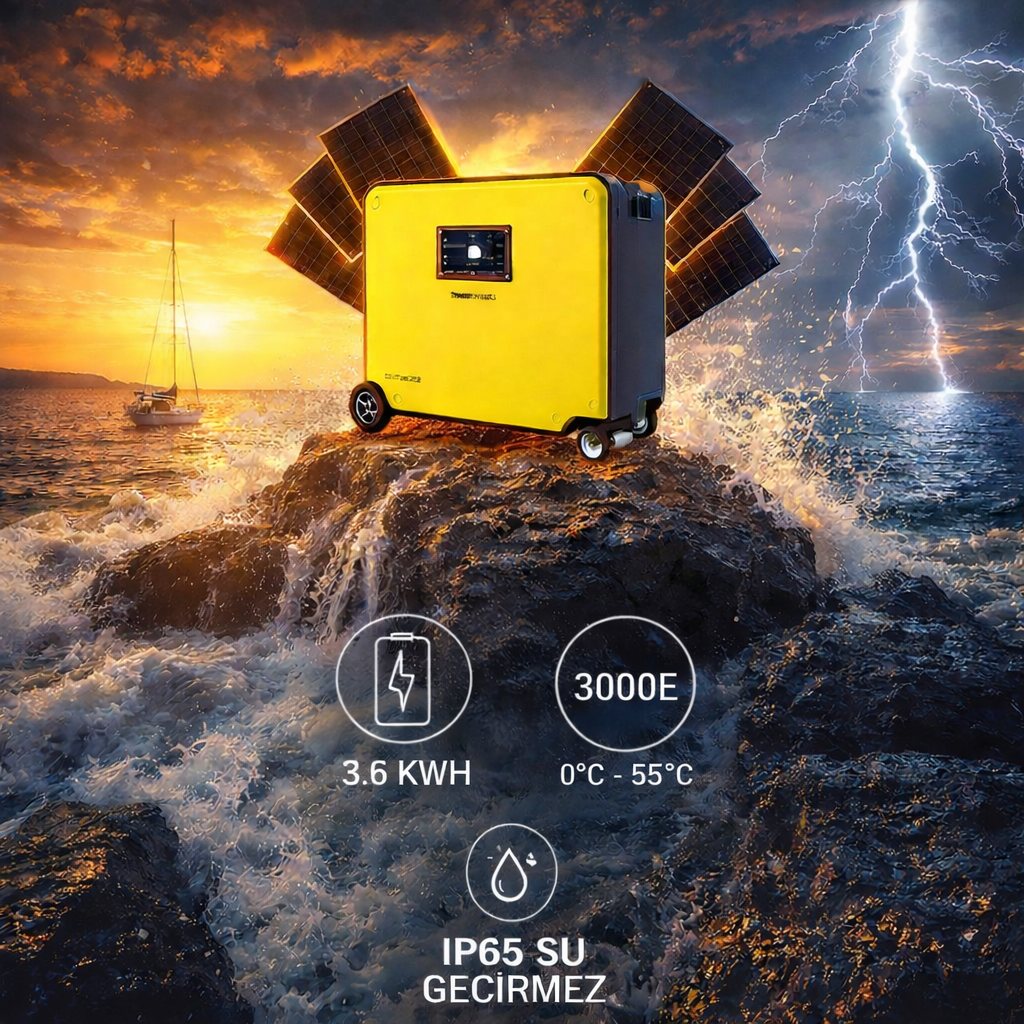 Tekne için 3.6kW taşınabilir güç istasyonu ve 2580W güneş paneli ile solar enerji sistemi