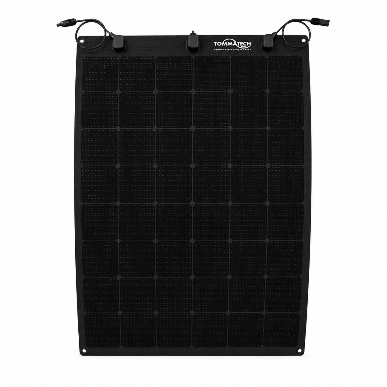 TommaTech 170 Watt Yarı Esnek Dark Serisi Güneş Paneli ön görünüm.