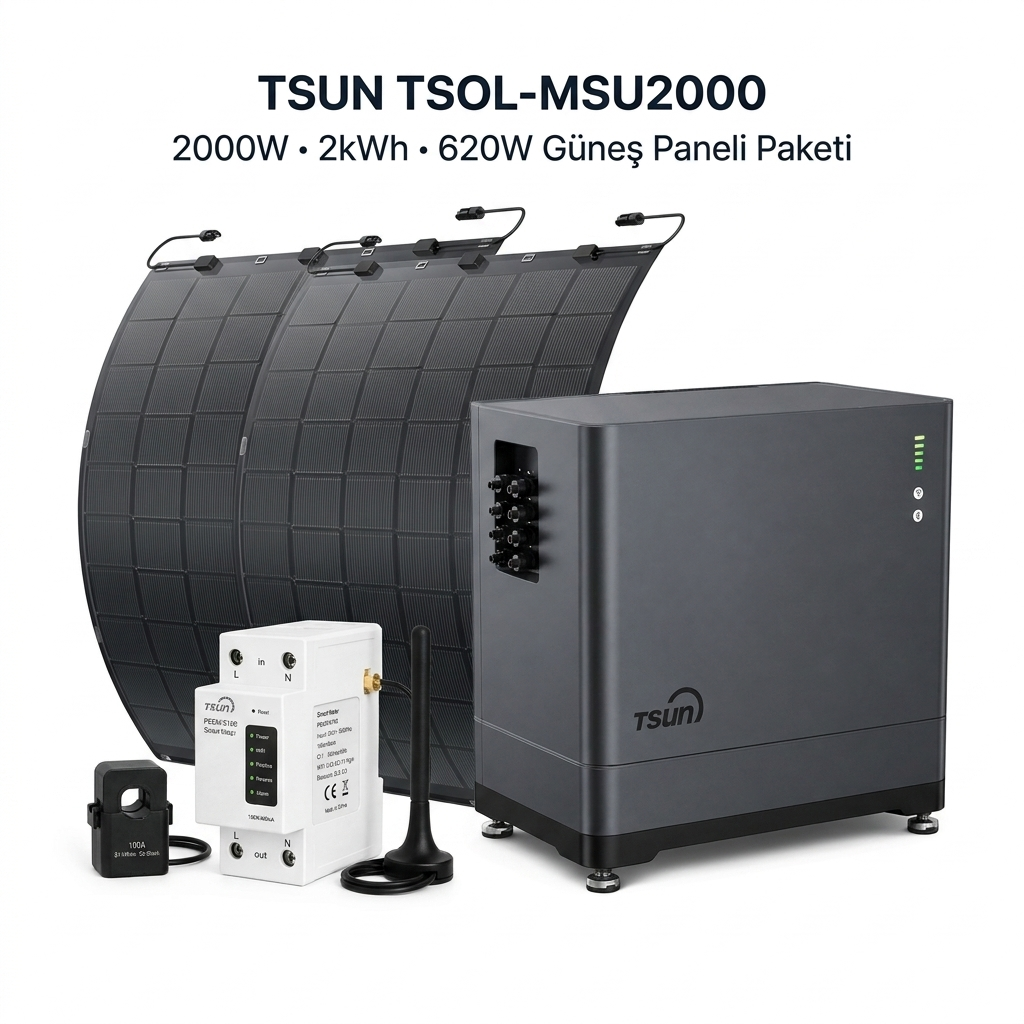 TSUN TSOL-MSU2000 2000W 2kWh bataryalı balkon güneş enerjisi sistemi 620W güneş paneli paketi